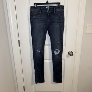 Hudson Straight Skinny Legged Jeans Women's Size 28 Distressed Dark Medium Wash